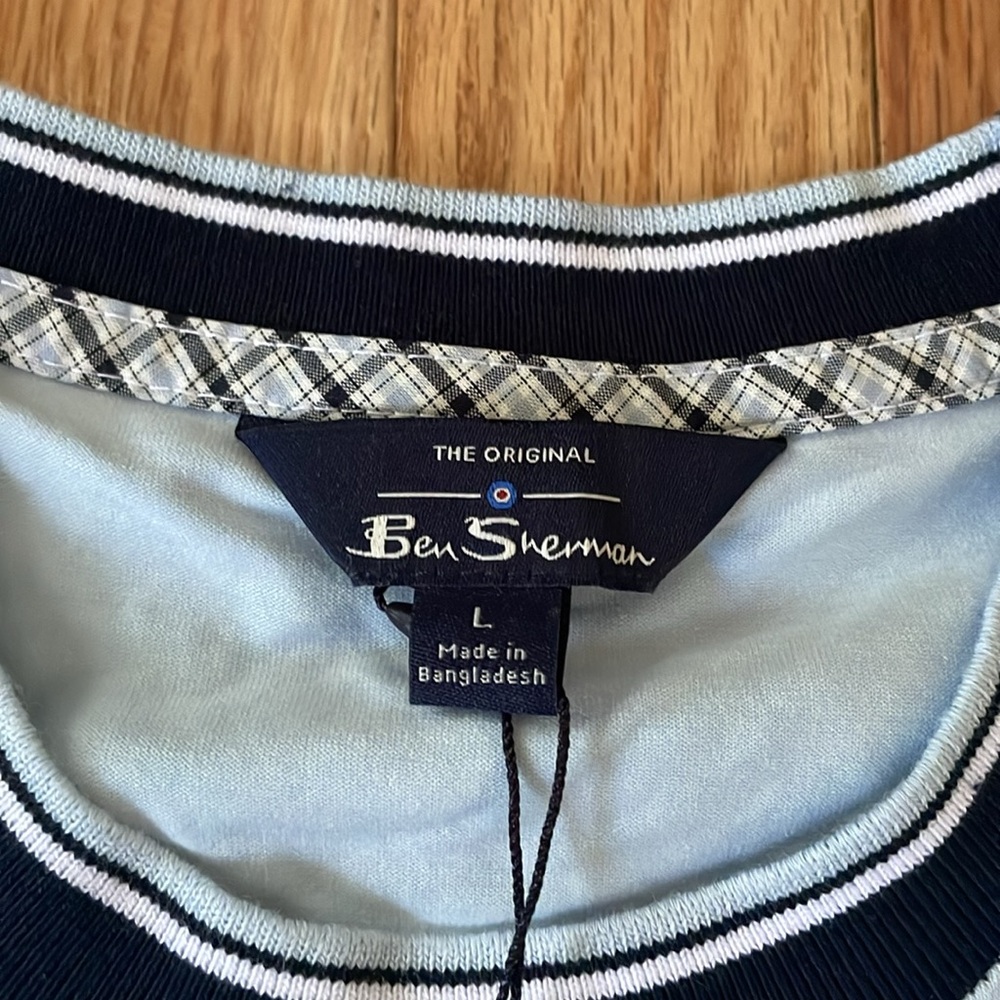 Ben Sherman Crewneck Short Sleeve T Shirt Mens Large Blue Casual NWT - Picture 2 of 9